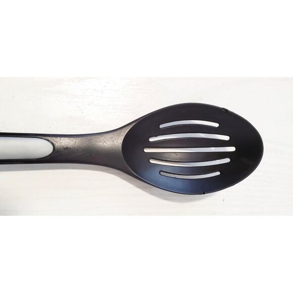 Calphalon Nylon Spoon Slotted Solid Black Gray Silicone - Picture 3 of 5
